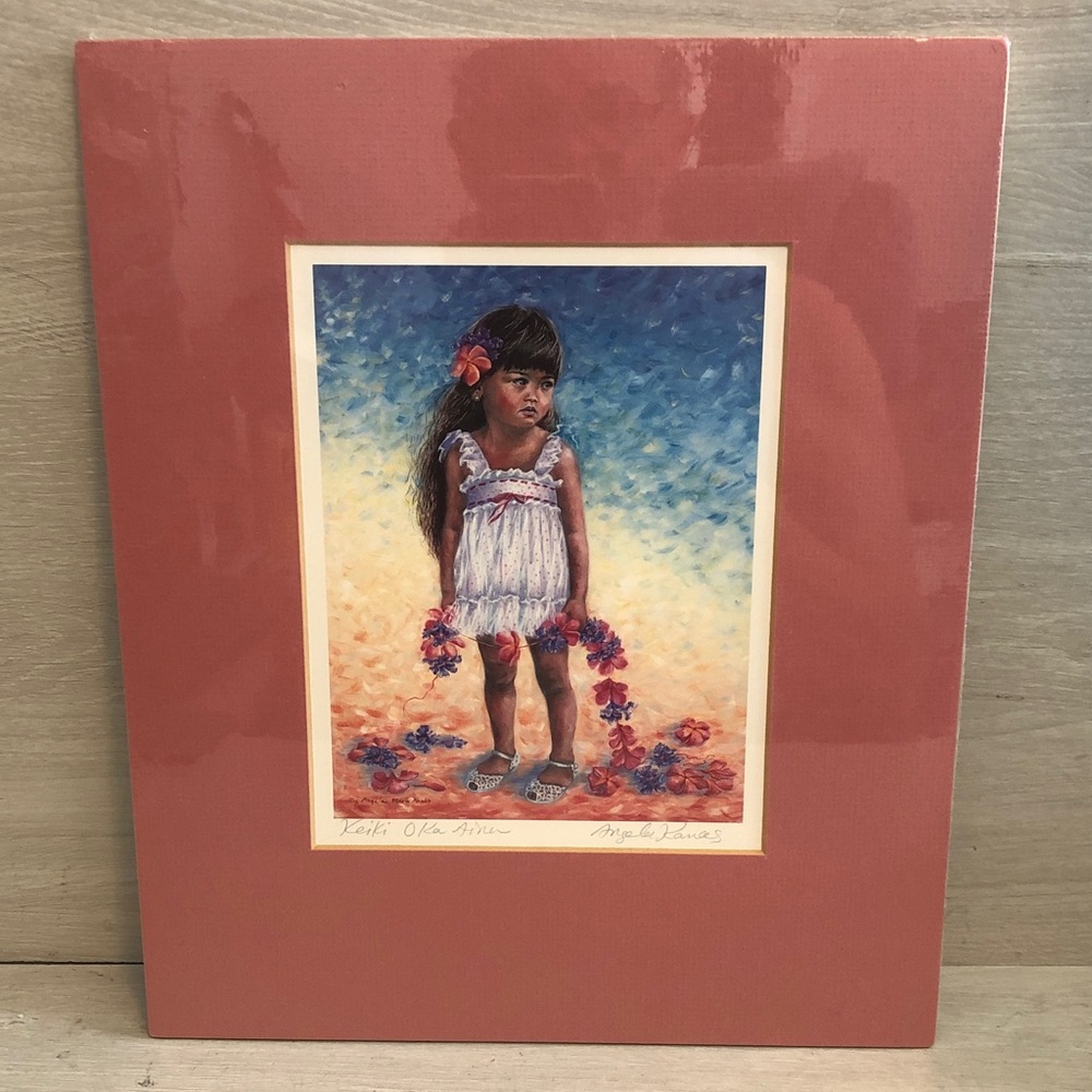 Angela Marie Kanas "Keiki OKa Aina" 1986 Hand Signed matted Print Sealed New